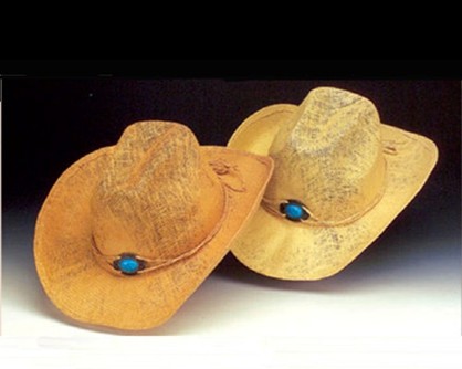 Woven Western Hat - Turquoise Buckle